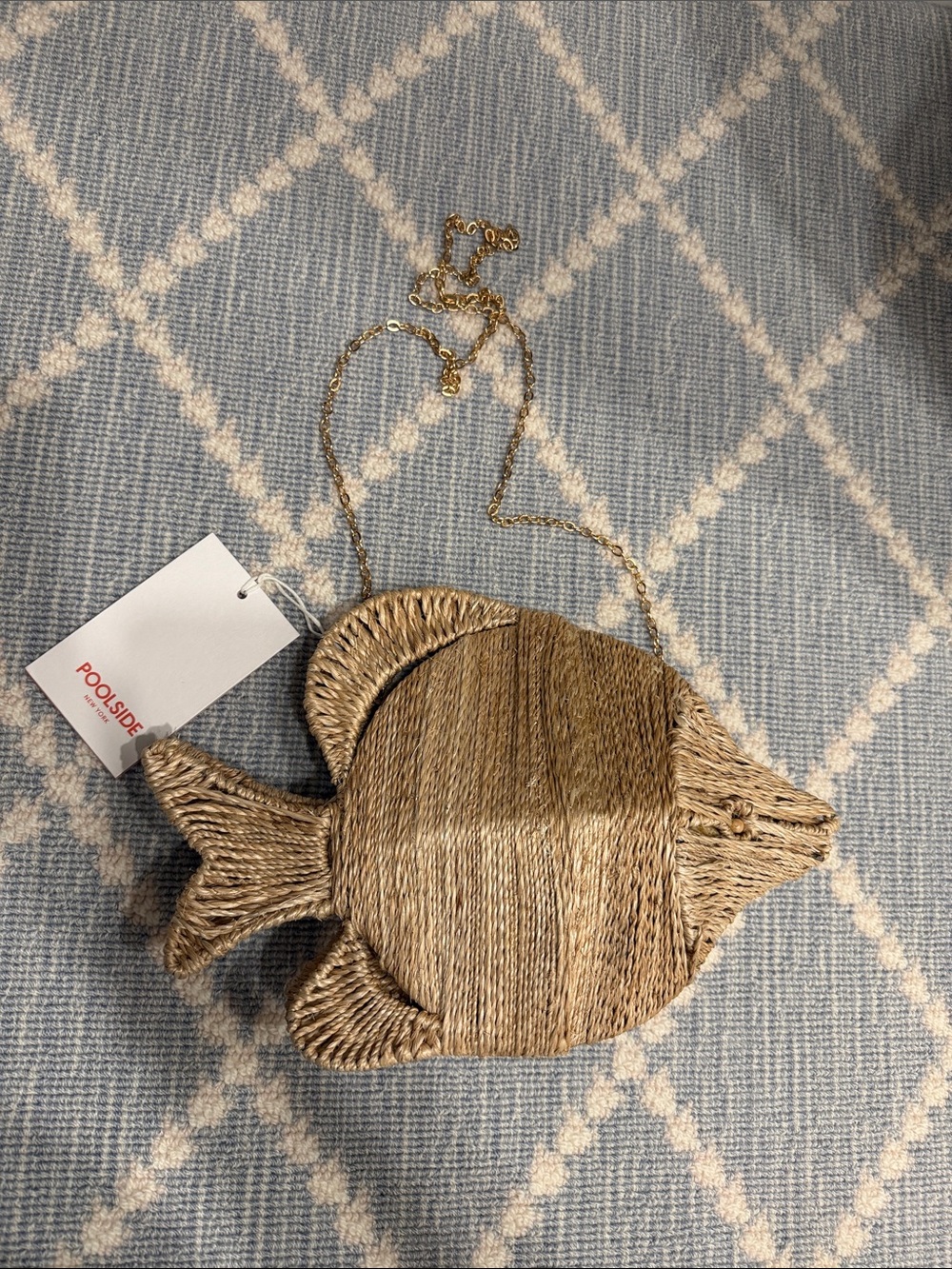 Poolside Woven Fish Crossbody Bag - Tan